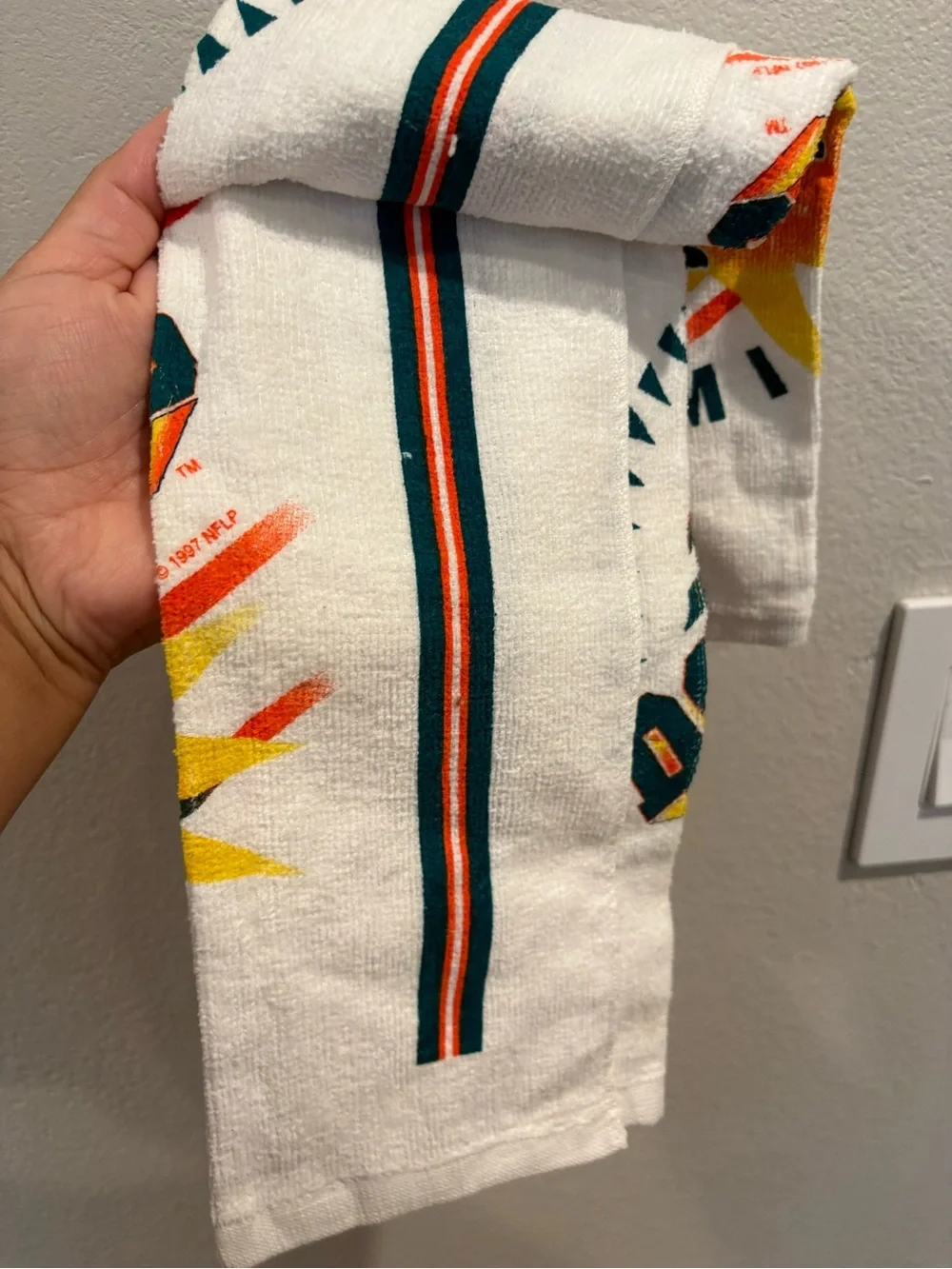 vintage Miami Dolphins NFL 1997 Kitchen Dish Towel New Old Stock
